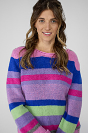 Rundhals Pullover mit Multicolor Streifen online kaufen bei LIEBLINGSSTÜCK